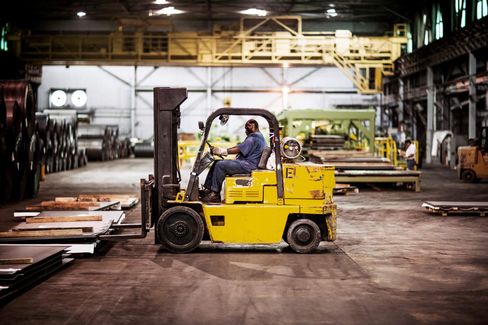 a potential buyer inspecting construction equipment