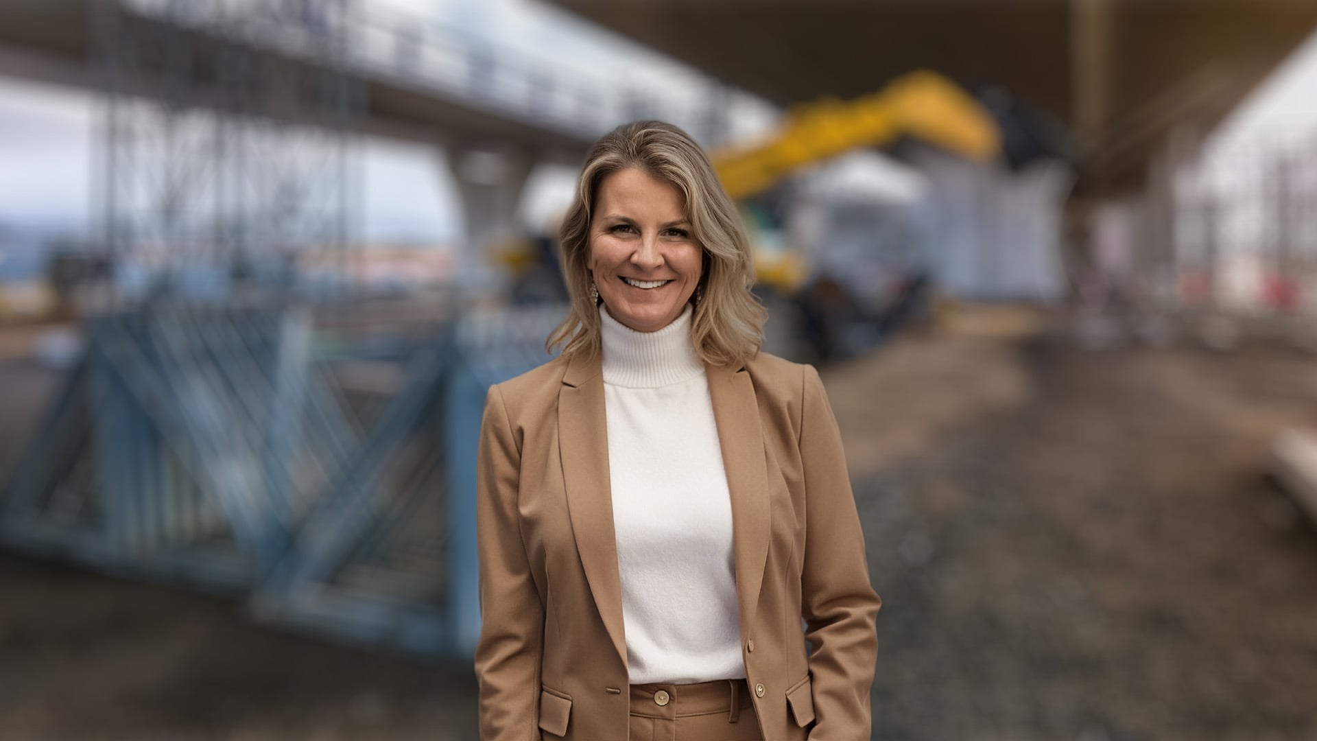 a potential buyer inspecting construction equipment